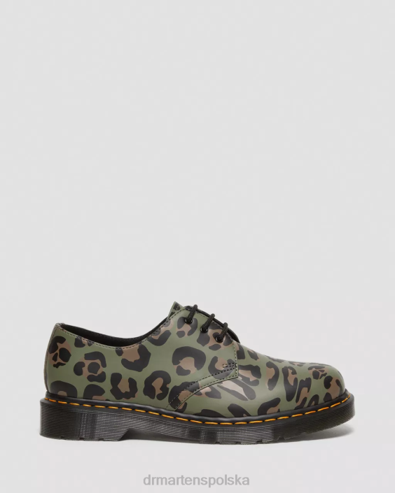 obuwie Zniekształcony lampart w kolorze khaki F28B301 Oksfordy 1461 w zniekształcony wzór w panterkę kobiety Dr. Martens