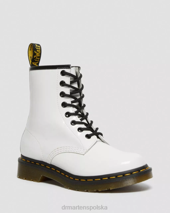 obuwie biała lampa Lucido i patentowa F28B93 Sznurowane buty ze skóry lakierowanej 1460 kobiety Dr. Martens