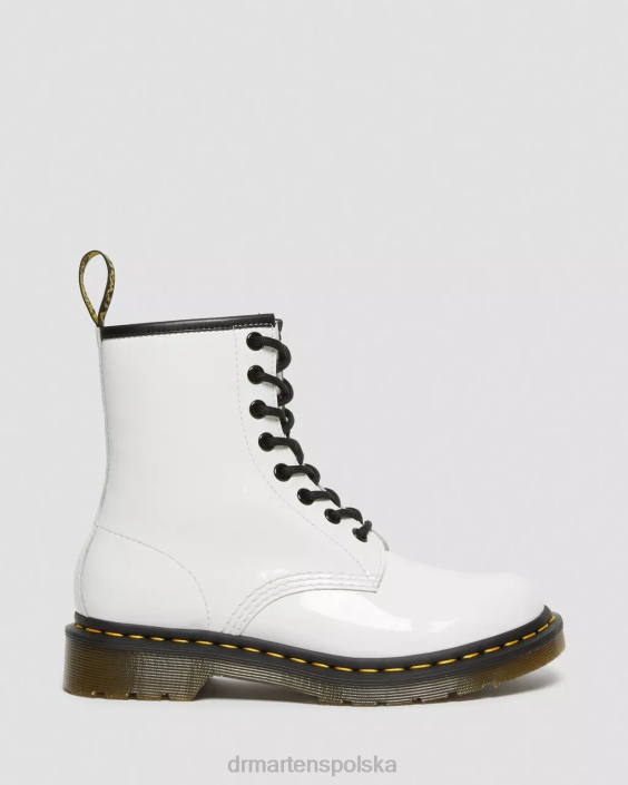 obuwie biała lampa Lucido i patentowa F28B93 Sznurowane buty ze skóry lakierowanej 1460 kobiety Dr. Martens