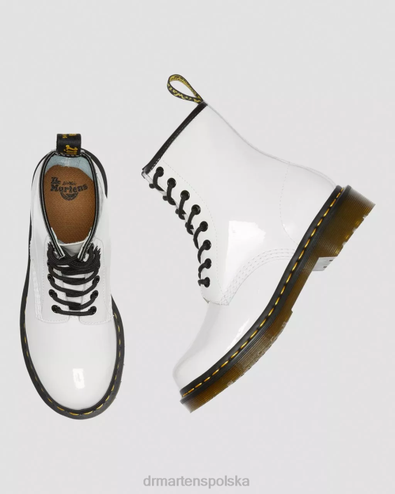 obuwie biała lampa Lucido i patentowa F28B93 Sznurowane buty ze skóry lakierowanej 1460 kobiety Dr. Martens