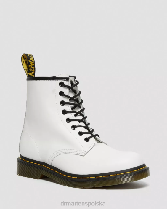obuwie biały gładki F28B16 Sznurowane buty z gładkiej skóry 1460 kobiety Dr. Martens