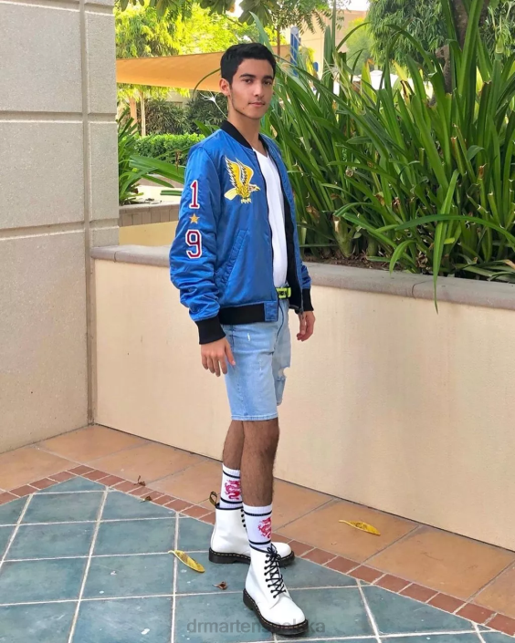 obuwie biały gładki F28B16 Sznurowane buty z gładkiej skóry 1460 kobiety Dr. Martens