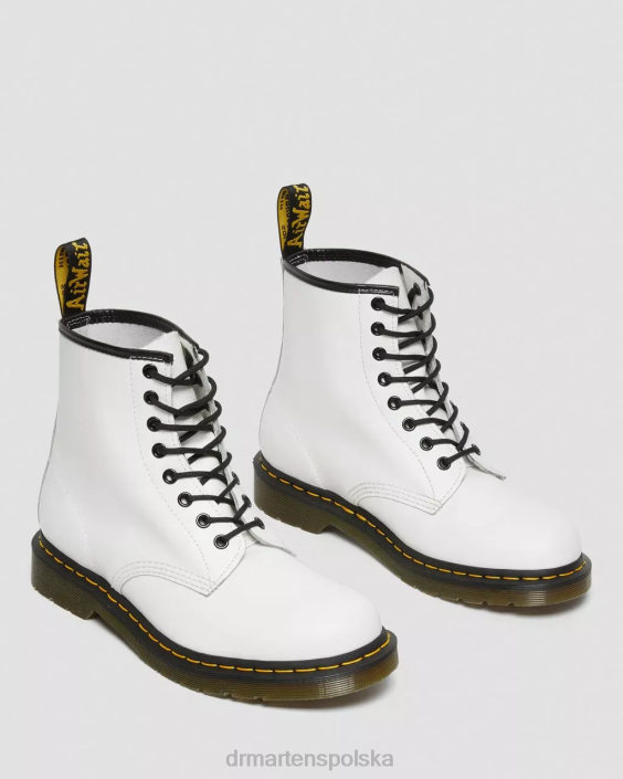 obuwie biały gładki F28B16 Sznurowane buty z gładkiej skóry 1460 kobiety Dr. Martens
