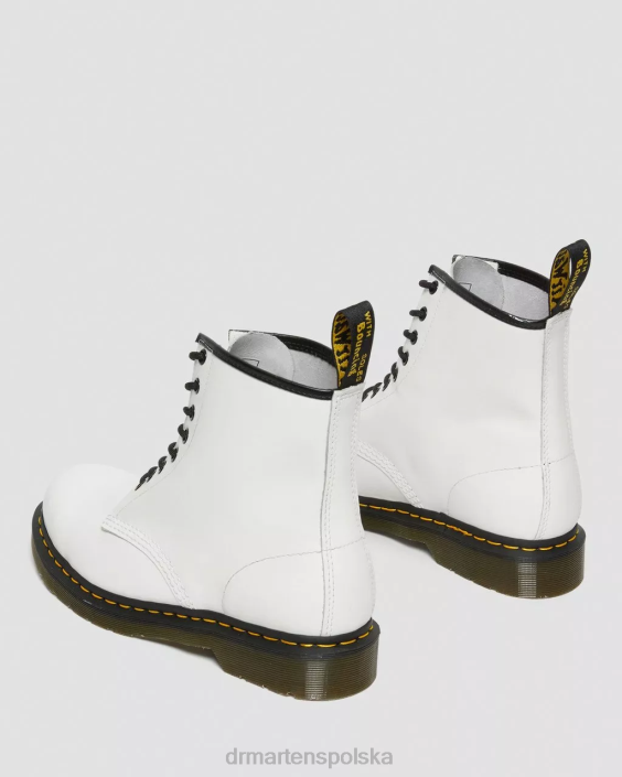 obuwie biały gładki F28B16 Sznurowane buty z gładkiej skóry 1460 kobiety Dr. Martens