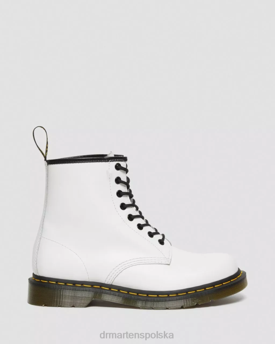 obuwie biały gładki F28B16 Sznurowane buty z gładkiej skóry 1460 kobiety Dr. Martens