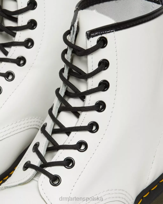 obuwie biały gładki F28B16 Sznurowane buty z gładkiej skóry 1460 kobiety Dr. Martens
