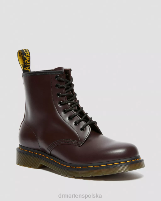obuwie bordowy gładki F28B153 Sznurowane buty z gładkiej skóry 1460 kobiety Dr. Martens