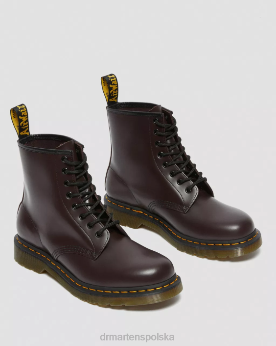 obuwie bordowy gładki F28B153 Sznurowane buty z gładkiej skóry 1460 kobiety Dr. Martens