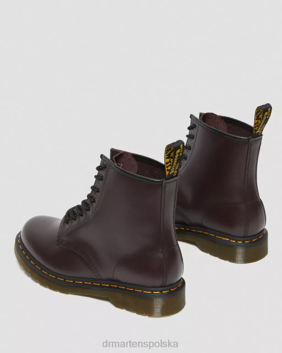 obuwie bordowy gładki F28B153 Sznurowane buty z gładkiej skóry 1460 kobiety Dr. Martens