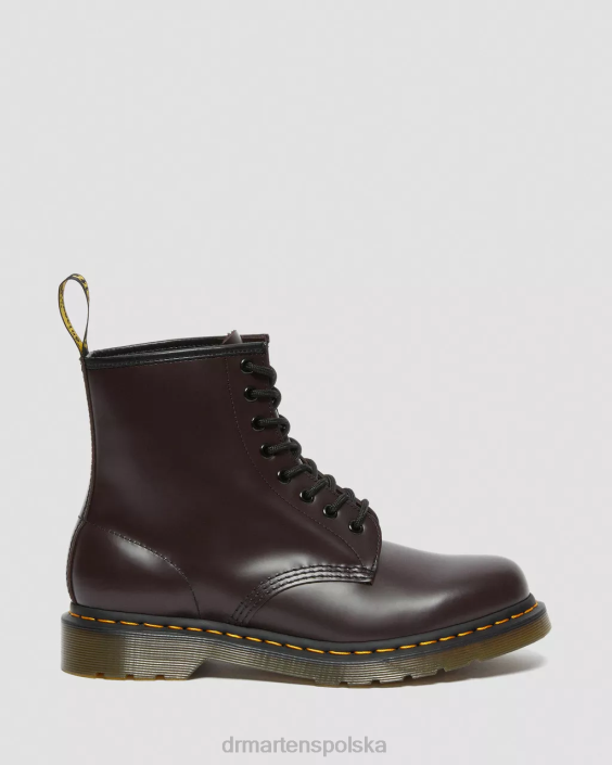 obuwie bordowy gładki F28B153 Sznurowane buty z gładkiej skóry 1460 kobiety Dr. Martens