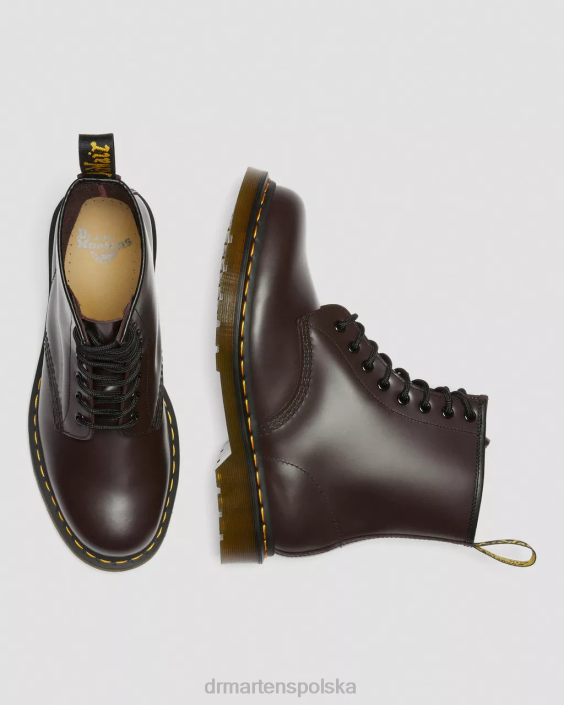 obuwie bordowy gładki F28B153 Sznurowane buty z gładkiej skóry 1460 kobiety Dr. Martens