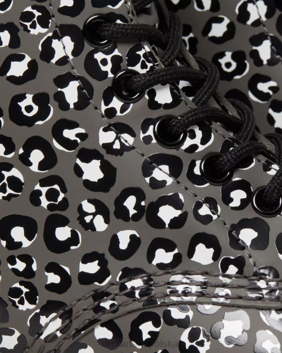 obuwie brąz gładki F28B127 1460 Sznurowane buty z gładkiej skóry w panterkę kobiety Dr. Martens