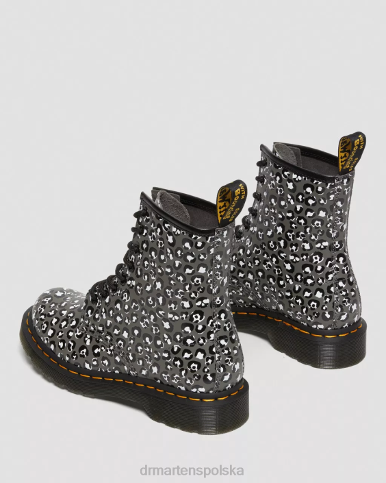 obuwie brąz gładki F28B127 1460 Sznurowane buty z gładkiej skóry w panterkę kobiety Dr. Martens