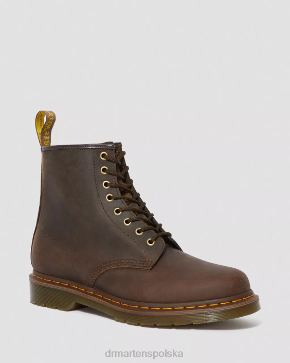 obuwie brązowy szalony koń F28B56 1460 Sznurowane buty ze skóry Crazy Horse kobiety Dr. Martens