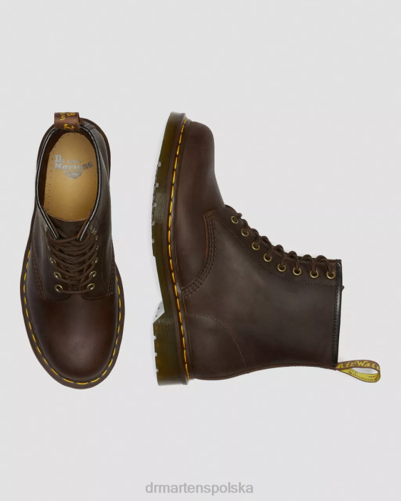 obuwie brązowy szalony koń F28B56 1460 Sznurowane buty ze skóry Crazy Horse kobiety Dr. Martens
