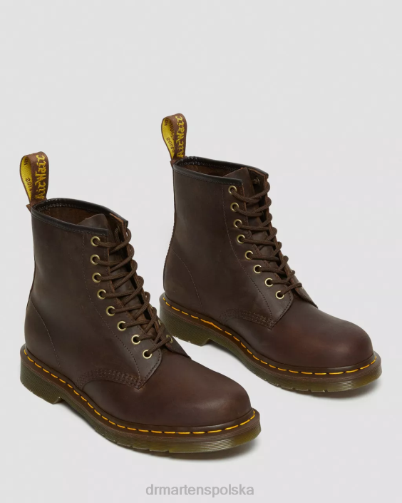 obuwie brązowy szalony koń F28B56 1460 Sznurowane buty ze skóry Crazy Horse kobiety Dr. Martens