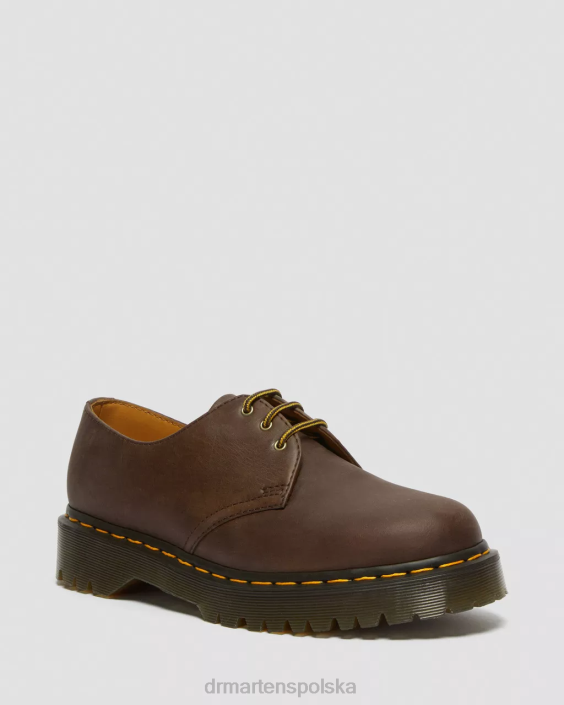 obuwie ciemnobrązowy szalony koń F28B224 1461 bex buty oxford ze skóry Crazy Horse kobiety Dr. Martens