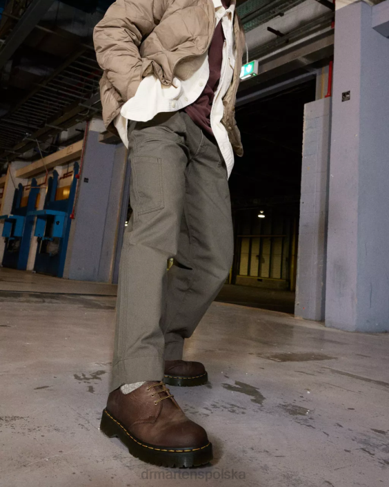 obuwie ciemnobrązowy szalony koń F28B224 1461 bex buty oxford ze skóry Crazy Horse kobiety Dr. Martens