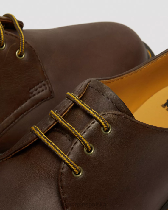 obuwie ciemnobrązowy szalony koń F28B224 1461 bex buty oxford ze skóry Crazy Horse kobiety Dr. Martens