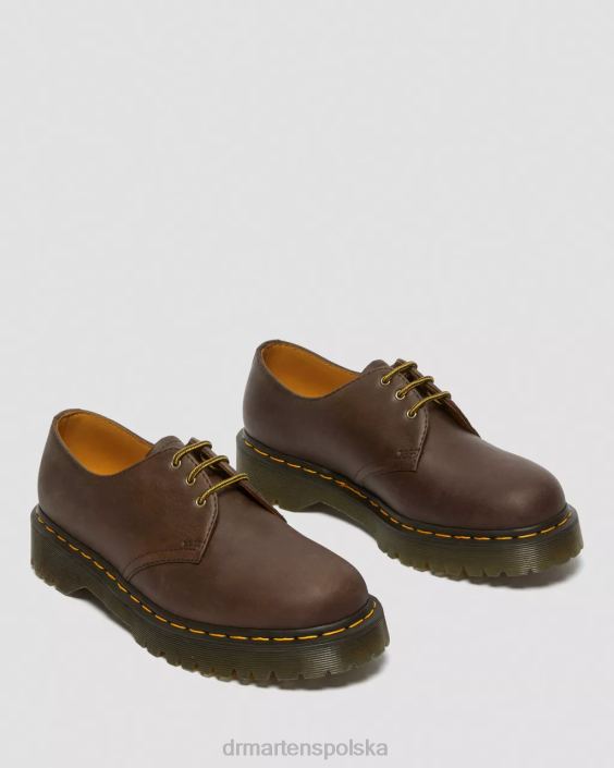 obuwie ciemnobrązowy szalony koń F28B224 1461 bex buty oxford ze skóry Crazy Horse kobiety Dr. Martens