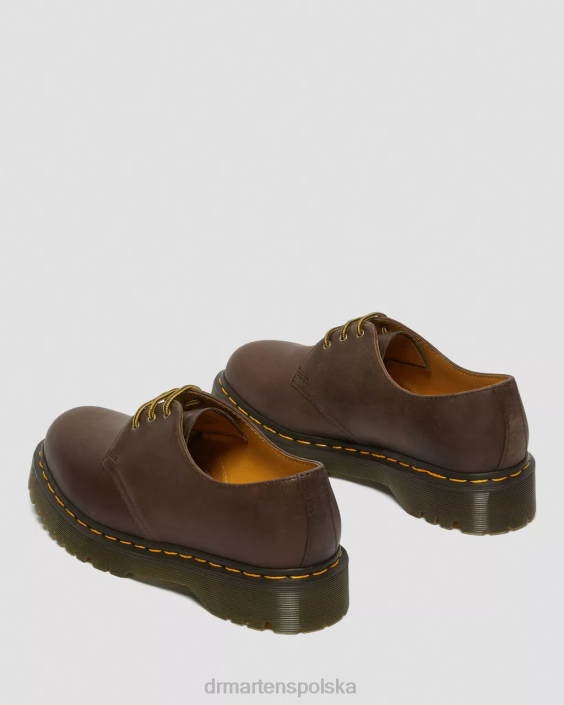obuwie ciemnobrązowy szalony koń F28B224 1461 bex buty oxford ze skóry Crazy Horse kobiety Dr. Martens