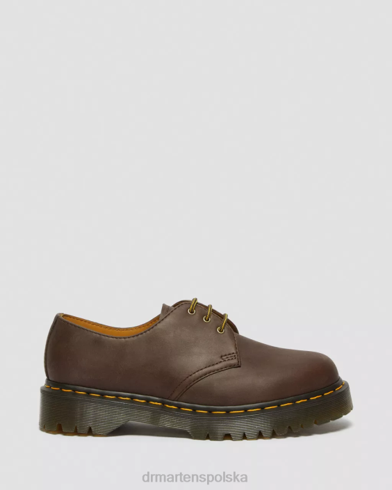 obuwie ciemnobrązowy szalony koń F28B224 1461 bex buty oxford ze skóry Crazy Horse kobiety Dr. Martens