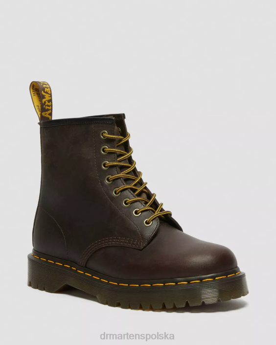 obuwie ciemnobrązowy szalony koń F28B55 1460 Bex Sznurowane buty ze skóry Crazy Horse kobiety Dr. Martens