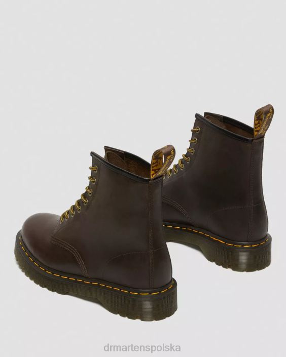 obuwie ciemnobrązowy szalony koń F28B55 1460 Bex Sznurowane buty ze skóry Crazy Horse kobiety Dr. Martens