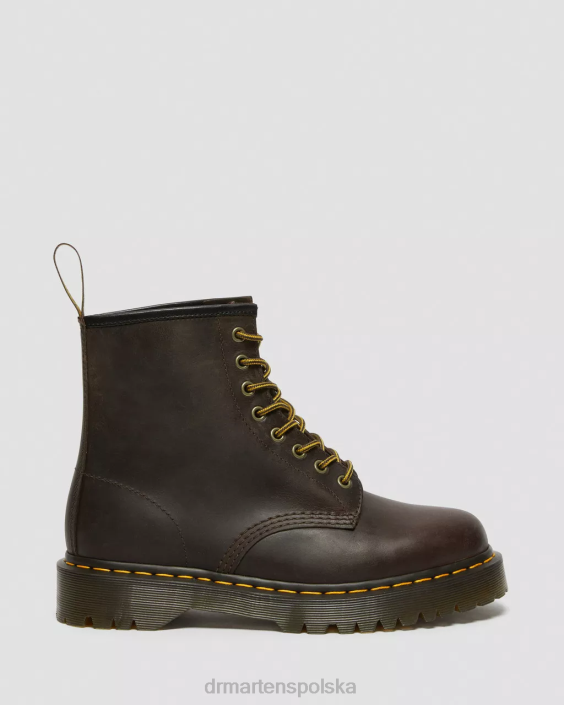 obuwie ciemnobrązowy szalony koń F28B55 1460 Bex Sznurowane buty ze skóry Crazy Horse kobiety Dr. Martens