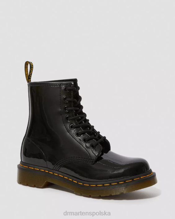 obuwie czarna lampa Lucido i patentowa F28B6 Sznurowane buty ze skóry lakierowanej 1460 kobiety Dr. Martens