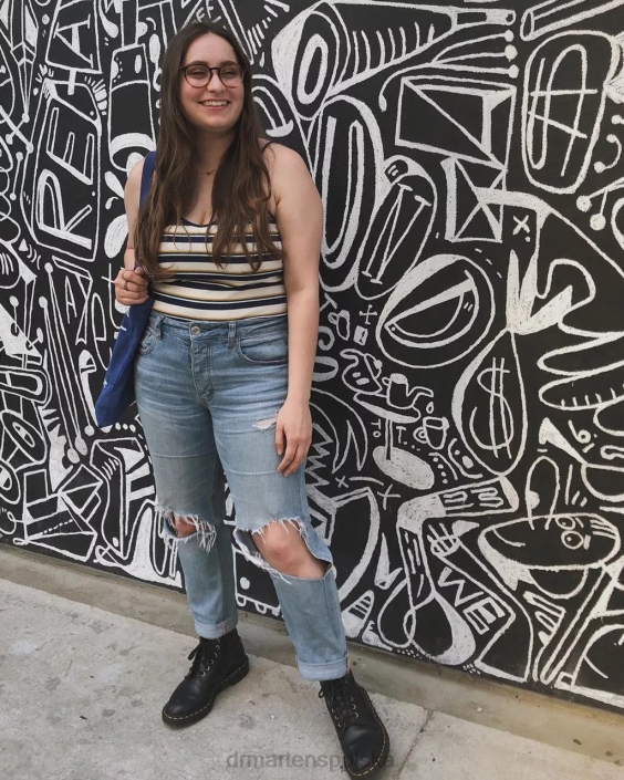 obuwie czarna napa F28B5 Sznurowane buty ze skóry nappa 1460 kobiety Dr. Martens