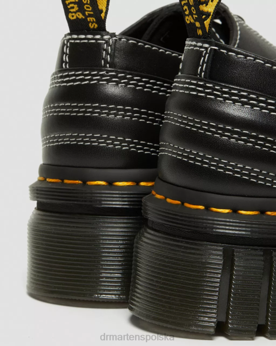 obuwie czarna nappa lux F28B233 Buty na platformie ze skóry Audrick w kolorze białym, ze ściegiem kobiety Dr. Martens
