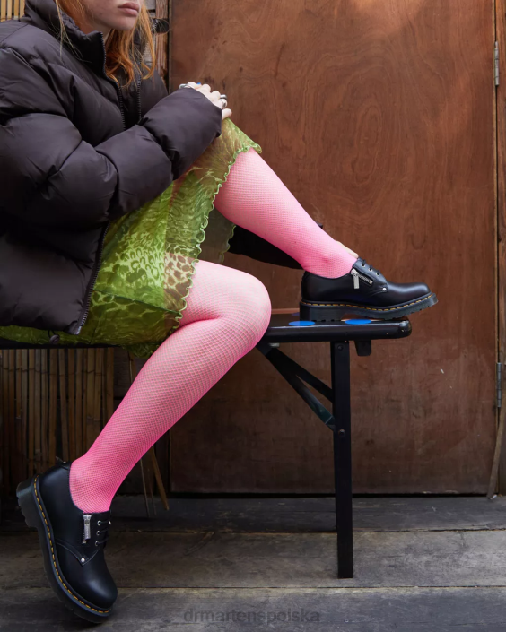 obuwie czarna wanama F28B309 1461 Skórzane buty oxford z podwójnym zamkiem kobiety Dr. Martens