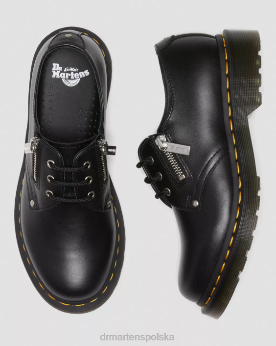 obuwie czarna wanama F28B309 1461 Skórzane buty oxford z podwójnym zamkiem kobiety Dr. Martens