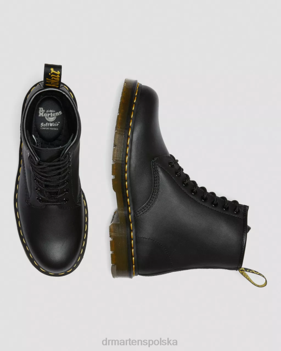 obuwie czarne przemysłowe pełne ziarno F28B386 1460 skórzane, antypoślizgowe, sznurowane buty kobiety Dr. Martens