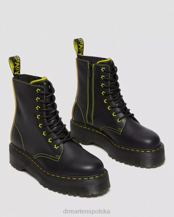 obuwie czarno-żółta wysyłka i romario F28B162 Skórzane platformy jadon ii w kolorze neonowej gwiazdy kobiety Dr. Martens