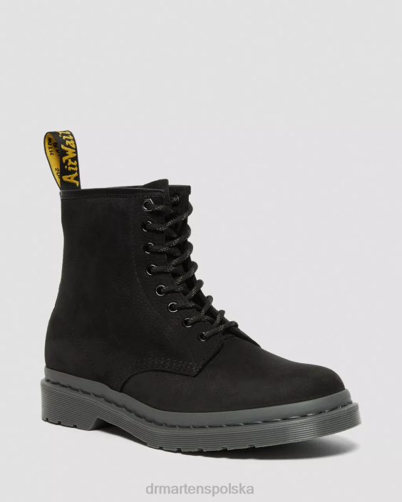 obuwie czarny frezowany nubuk wp F28B107 Sznurowane buty ze skóry nubukowej 1460 mono kobiety Dr. Martens