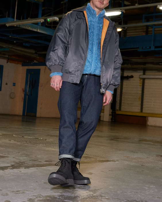 obuwie czarny frezowany nubuk wp F28B107 Sznurowane buty ze skóry nubukowej 1460 mono kobiety Dr. Martens