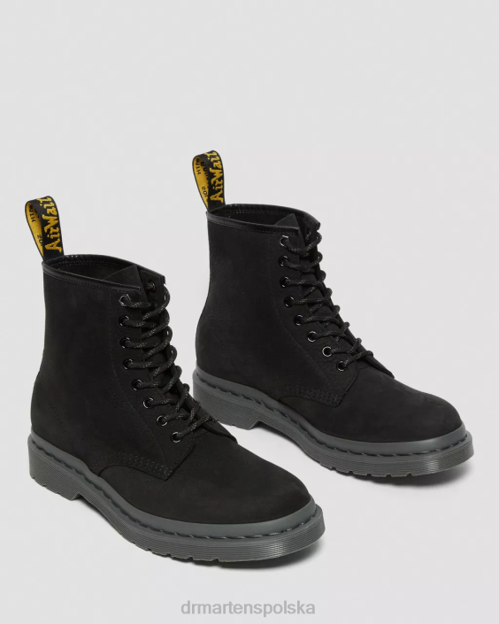obuwie czarny frezowany nubuk wp F28B107 Sznurowane buty ze skóry nubukowej 1460 mono kobiety Dr. Martens