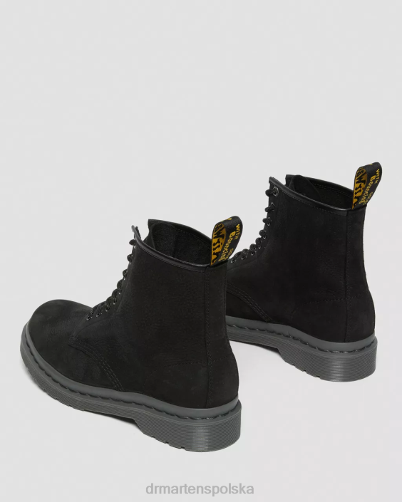obuwie czarny frezowany nubuk wp F28B107 Sznurowane buty ze skóry nubukowej 1460 mono kobiety Dr. Martens