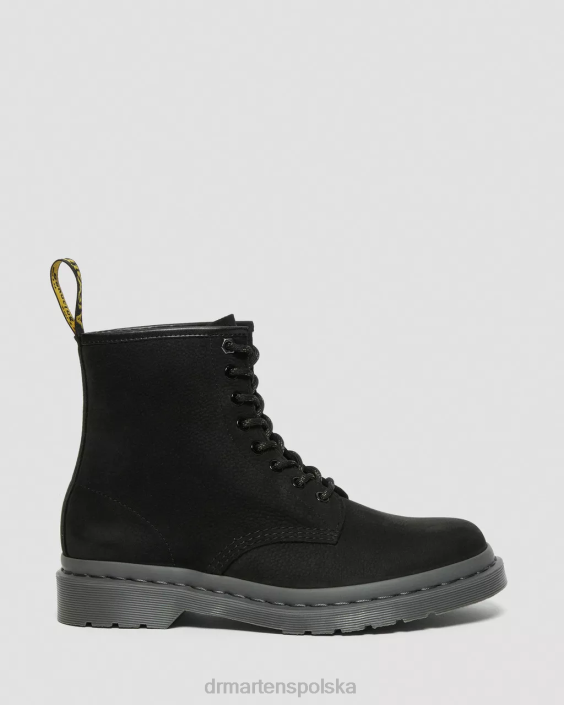obuwie czarny frezowany nubuk wp F28B107 Sznurowane buty ze skóry nubukowej 1460 mono kobiety Dr. Martens