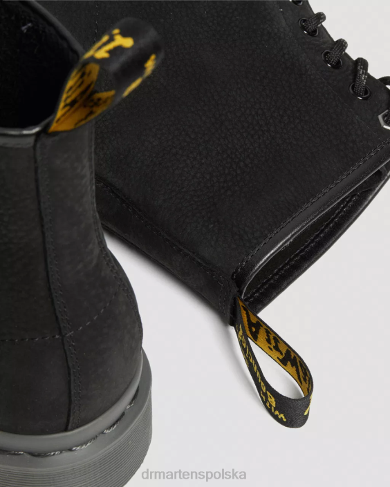 obuwie czarny frezowany nubuk wp F28B107 Sznurowane buty ze skóry nubukowej 1460 mono kobiety Dr. Martens