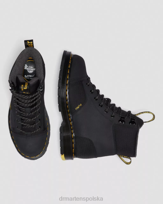 obuwie czarny frezowany nubuk wp F28B159 Wodoodporne, antypoślizgowe buty 1460 Trinity kobiety Dr. Martens