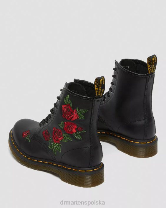 obuwie czarny miękki t F28B66 1460 VONDA Skórzane sznurowane buty w kwiaty kobiety Dr. Martens