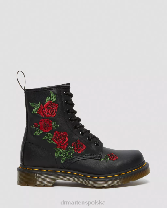 obuwie czarny miękki t F28B66 1460 VONDA Skórzane sznurowane buty w kwiaty kobiety Dr. Martens
