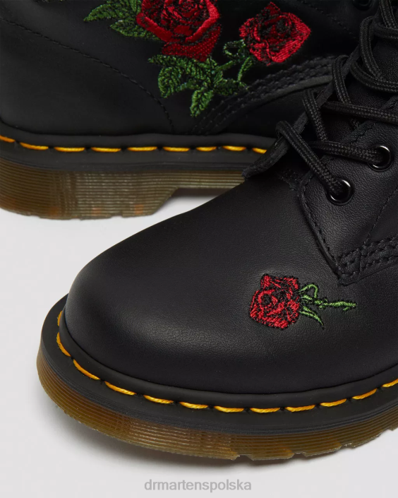 obuwie czarny miękki t F28B66 1460 VONDA Skórzane sznurowane buty w kwiaty kobiety Dr. Martens