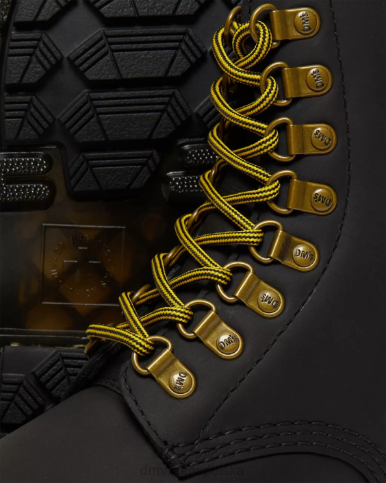 obuwie czarny pług śnieżny F28B156 Skórzane, sznurowane buty zimowe pascal dm 1460 kobiety Dr. Martens