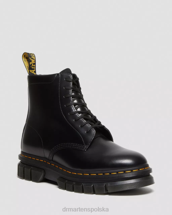 obuwie czarny polerowany gładki F28B136 Sznurowane buty na platformie Rikard z gładkiej skóry kobiety Dr. Martens