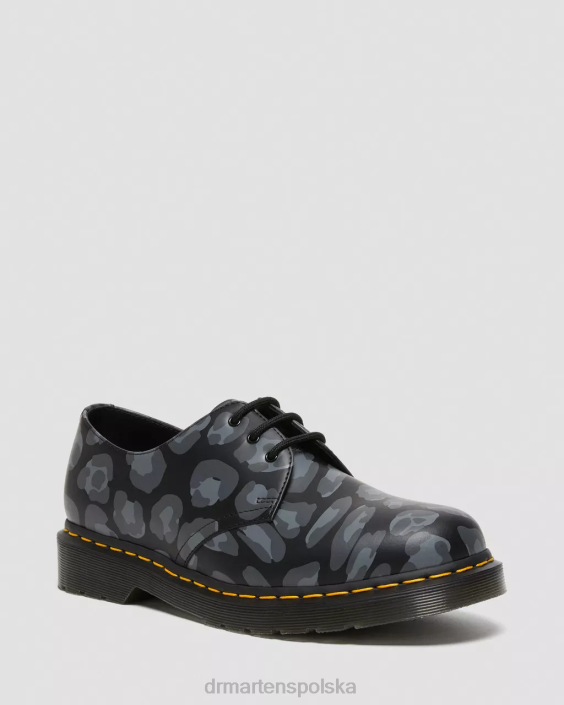 obuwie czarny zniekształcony lampart F28B299 Oksfordy 1461 w zniekształcony wzór w panterkę kobiety Dr. Martens