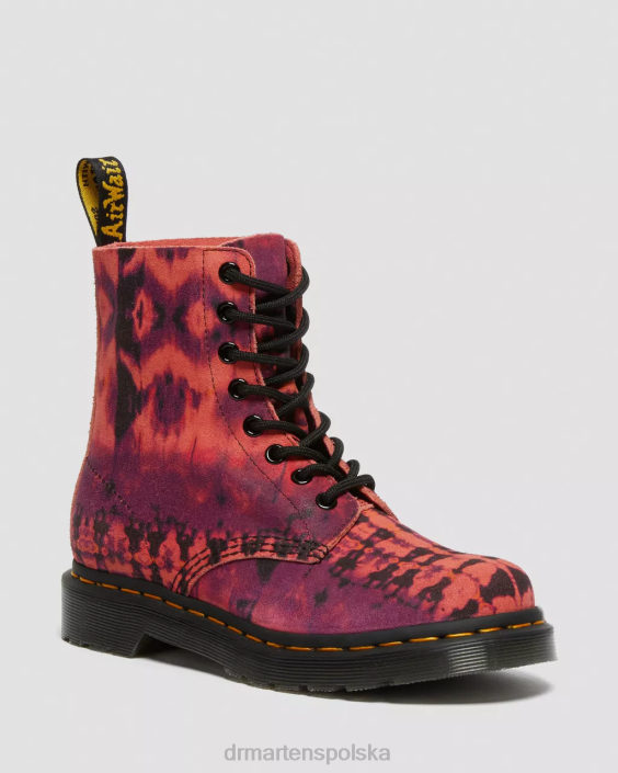obuwie fioletowy F28B189 1460 Pascal sznurowane buty ze skóry tie-dye kobiety Dr. Martens
